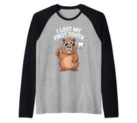I Lost My First Tooth Kids Tooth Fairy Funny Capybara Boy Raglan Baseball Tee