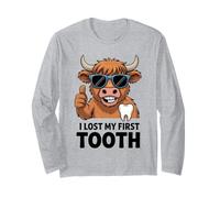 I Lost My First Tooth Kids Tooth Fairy Funny Highland Cow Long Sleeve T-Shirt