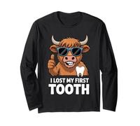 I Lost My First Tooth Kids Tooth Fairy Funny Highland Cow Long Sleeve T-Shirt