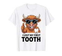 I Lost My First Tooth Kids Tooth Fairy Funny Highland Cow T-Shirt