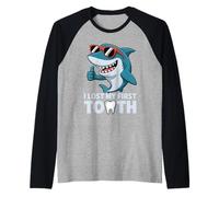 I Lost My First Tooth Kids Tooth Fairy Funny Shark Boy Raglan Baseball Tee
