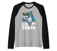 I Lost My First Tooth Kids Tooth Fairy Funny Shark Boy Raglan Baseball Tee