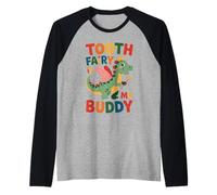 I Lost My First Tooth Kids Tooth Fairy Funny T Rex Boy Raglan Baseball Tee