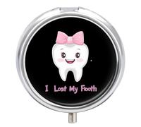 I Lost My First Tooth Pill Box 3 Compartment Small Portable Medicine Case Pill Organizer for Pocket Purse