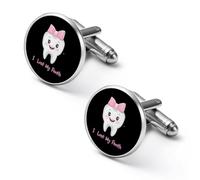 I Lost My First Tooth Shirt Cufflinks Round Cuff Links for Business Wedding Party Father's Day Gift 2.0cm