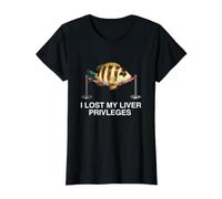 I Lost My Liver Privileges Funny Unhinged Drinking Meme Y2K Value Graphic T-Shirt, Women, Black, L