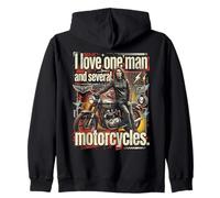 I Love 1 one Man And Several Motorcycles Biker Girl Graphic Zip Hoodie