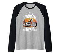 I Love 1 Woman and Several Motorcycles Funny Biker Rider Dad Raglan Baseball Tee