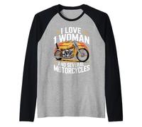 I Love 1 Woman and Several Motorcycles Funny Biker Rider Dad Raglan Baseball Tee