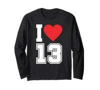 I Love 13 Number 13th Birthday Sports Fan Jersey Football Long Sleeve T-Shirt