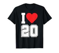 I Love 20 Number 20th Birthday Sports Fan Jersey Football T-Shirt