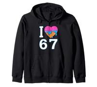 I Love 67 Meme Heart 6 7 Merch Stuff Six Seven Ice Cream Zip Hoodie