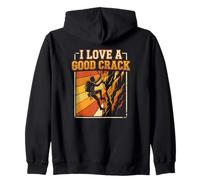 I Love A Good Crack Funny Rock Climbing Retro Zip Hoodie