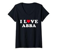 I Love Abba Matching Girlfriend & Boyfriend Abba Name V-Neck T-Shirt