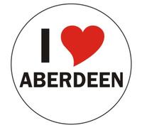 I love Aberdeen Sticker - 8 cm / 3,14" Diameter round - very nice