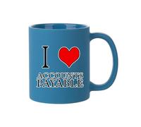 I Love Accounts Payable, Accountant Gifts, 11oz Full Coloured Frosted Ceramic Mug. (Blue)