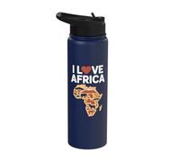 I Love Africa Continent Silhouette Design Stainless Steel Insulated Water Bottle