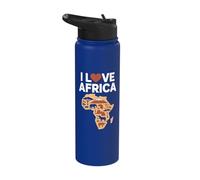 I Love Africa Continent Silhouette Design Stainless Steel Insulated Water Bottle
