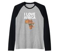 I Love Africa Tribal Pattern Safari Map Raglan Baseball Tee