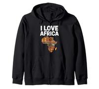 I Love Africa Tribal Pattern Safari Map Zip Hoodie