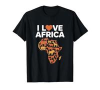 I Love Africa Wildlife Adventure Value Graphic T-Shirt, Men, Black, S