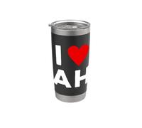 I Love AH Initials First Last Name Personalised Red Heart Stainless Steel Insulated Tumbler