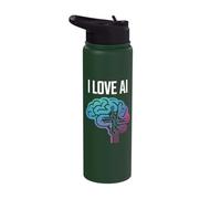 I Love AI Brain Circuit Design Innovation Stainless Steel Insulated Water Bottle