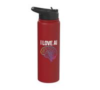 I Love AI Brain Circuit Technology Stainless Steel Insulated Water Bottle
