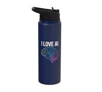 I Love AI Brain Circuit Technology Stainless Steel Insulated Water Bottle