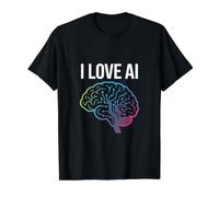 I Love AI Brain Circuit Technology Value Graphic T-Shirt, Men, Black, M