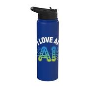 I Love AI Circuit Tech Enthusiast Design Stainless Steel Insulated Water Bottle