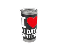 I Love AI Data Centers Retro Tech Heart Funny Stainless Steel Insulated Tumbler