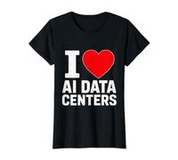 I Love AI Data Centers Retro Tech Heart Funny Value Graphic T-Shirt, Women, Black, S