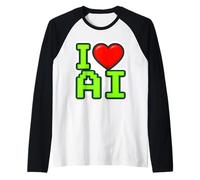 I Love AI Heart Artificial Intelligence Specialist Engineer Raglan Baseball Tee