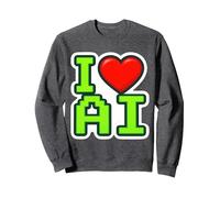 I Love AI Heart Artificial Intelligence Specialist Engineer Sweatshirt, Adult Unisex, Dark Heather Grey, Small
