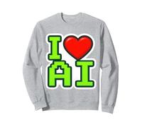 I Love AI Heart Artificial Intelligence Specialist Engineer Sweatshirt, Adult Unisex, Heather Grey, Small