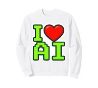 I Love AI Heart Artificial Intelligence Specialist Engineer Sweatshirt, Adult Unisex, White, X-Large