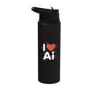 I Love Ai Heart Circuit Design Stainless Steel Insulated Water Bottle