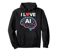 I Love AI Neural Brain Tech Design Pullover Hoodie