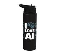 I Love AI Neural Network Circuitry Stainless Steel Insulated Water Bottle