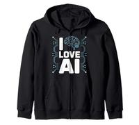I Love AI Neural Network Circuitry Zip Hoodie
