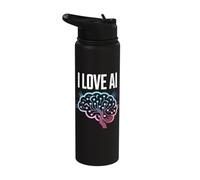 I Love AI Neural Network Innovation Stainless Steel Insulated Water Bottle