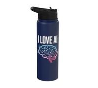 I Love AI Neural Network Innovation Stainless Steel Insulated Water Bottle
