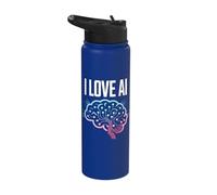 I Love AI Neural Network Innovation Stainless Steel Insulated Water Bottle