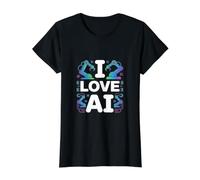 I Love AI Robotics Machine Learning Value Graphic T-Shirt, Women, Black, L