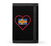 I Love Aland Island Red Heart Casual Mens Credit Card Holder Wallets for Women Slim Durable Purse with ID Window