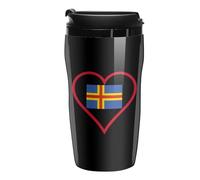 I Love Aland Island Red Heart Coffee Cup Travel Mug with Leakproof Lid Double Wall Tumbler Water Bottle 250ml