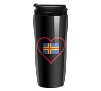 I Love Aland Island Red Heart Coffee Cup Travel Mug with Leakproof Lid Double Wall Tumbler Water Bottle 350ml