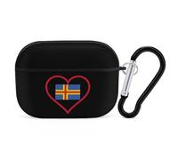 I Love Aland Island Red Heart Headphone Case Compatible with AirPods Pro PC Shell Carrying Case with Keychain Black-style