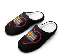 I Love Aland Island Red Heart Mens Slipper Slip On Winter Warm House Slippers Shoes Indoor Outdoor
